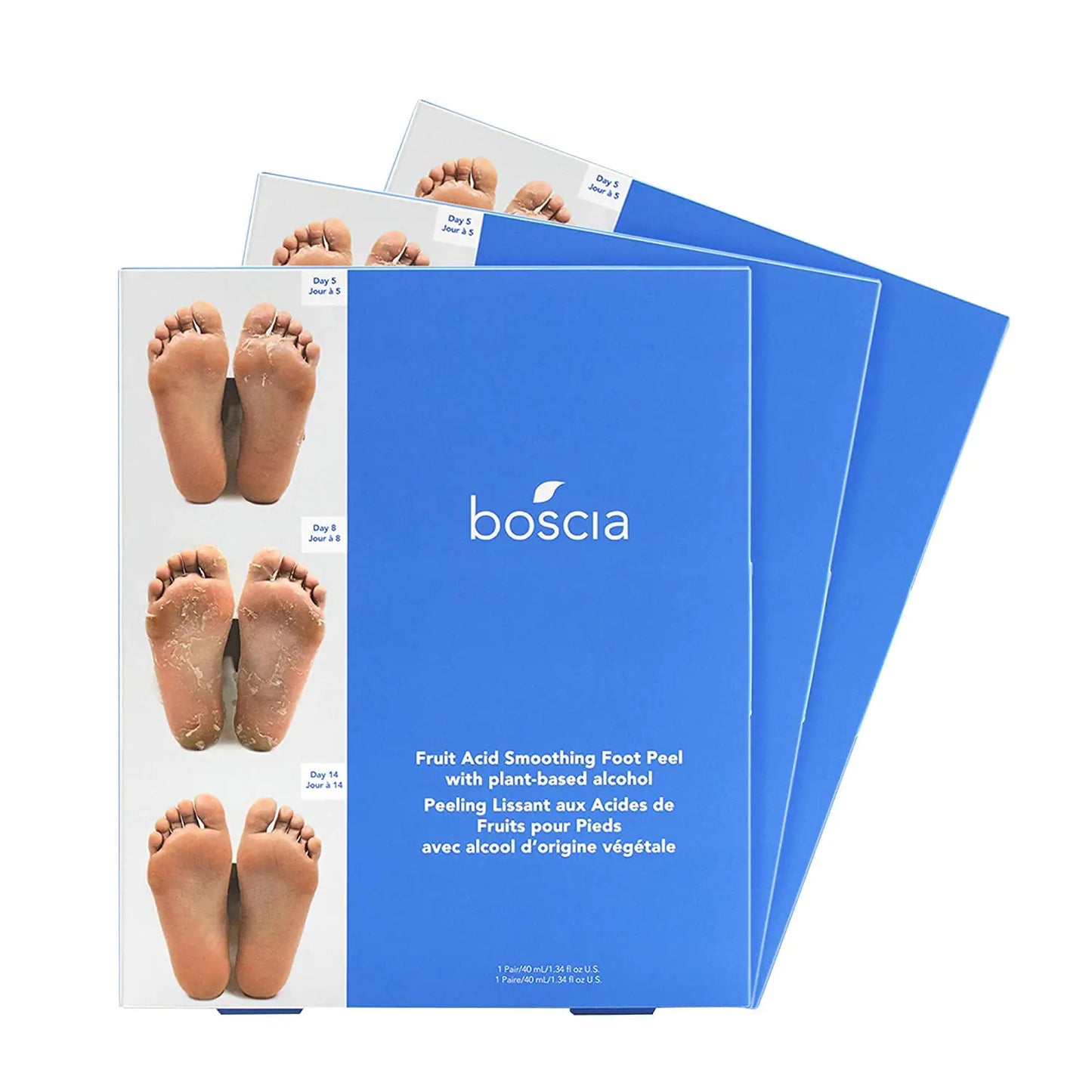 boscia Fruit Acid Smoothing Foot Peel - Vegan Cruelty-Free Natural Skin Care - Foot Peel Mask to Soften Callused Skin - Fits Up to Mens Size 12-3 Pairs