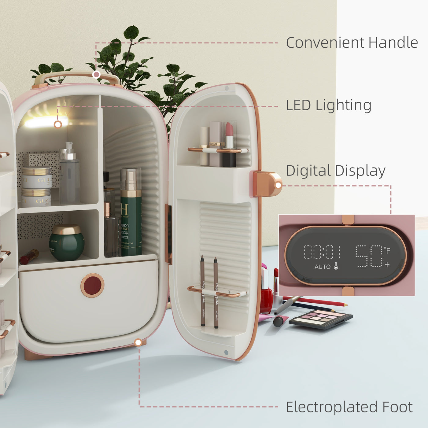 Portable Skincare Fridge with LED Display